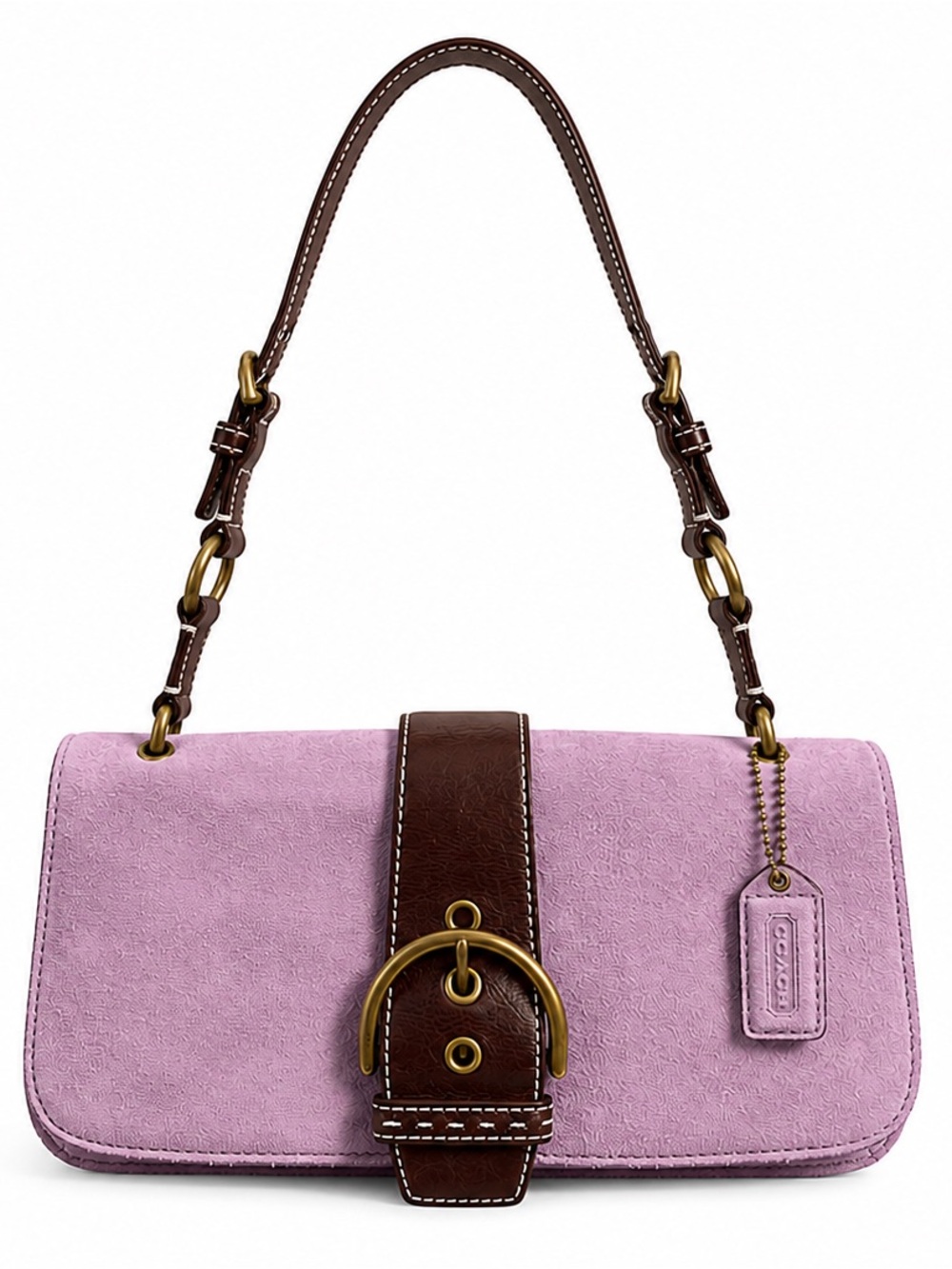 Coach Lilac Shoulder Bag with Brown Leather Strap